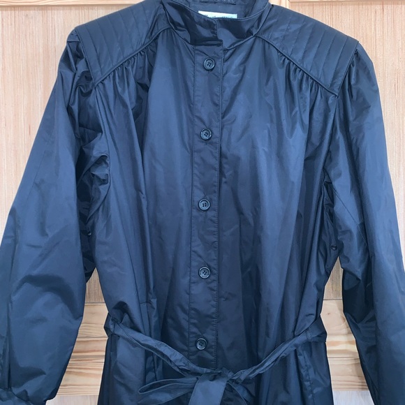 Weather Wise by micki VINTAGE black rain trench coat size 22 1/2 - Picture 2 of 7